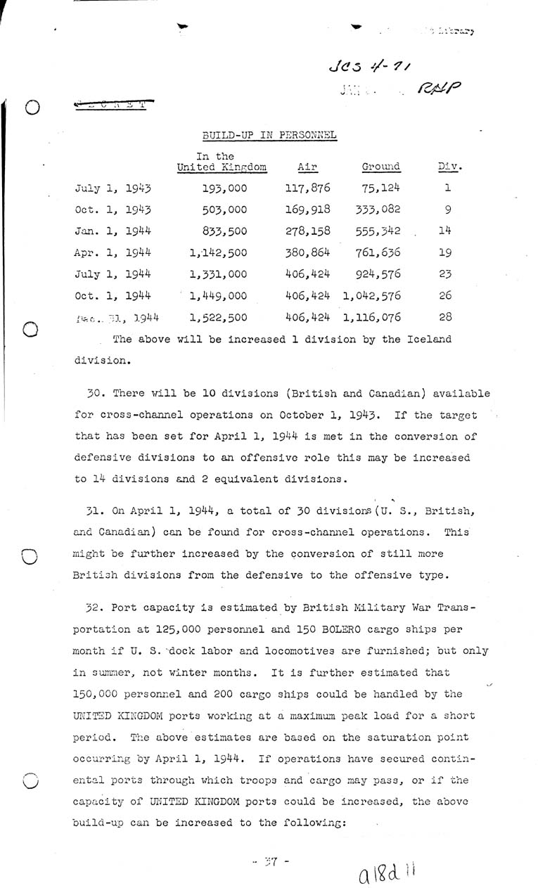 [a18d11.jpg] - Joint Chiefs of Staff, Invasion of the European Continent From The United Kingdom in 1943-1944 (J.C.S. 291/1) May 8, 1943