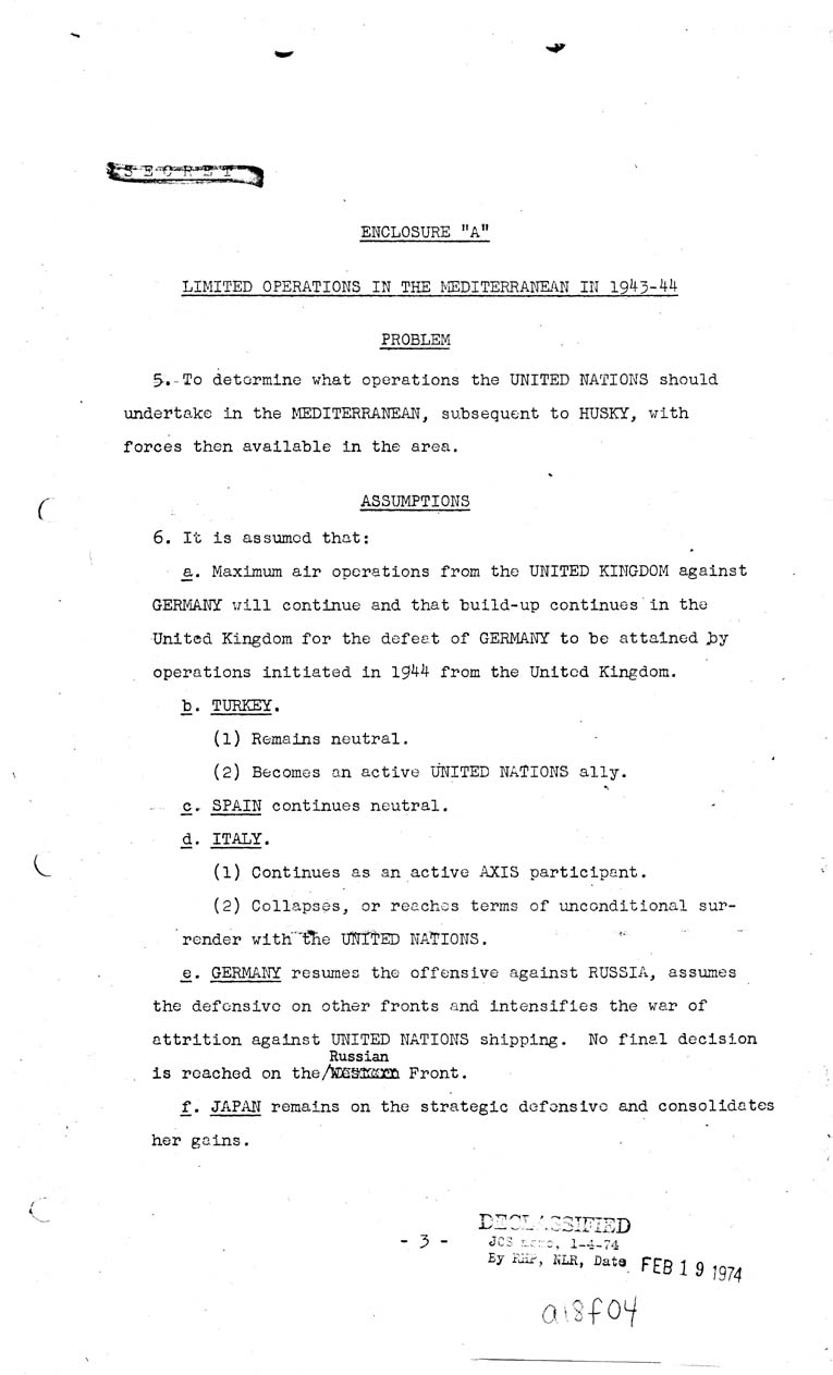 [a18f04.jpg] - Joint Chiefs of Staff, Lomited Operations in the Mediterrean in 1943-44 (J.C.S 293) May 7, 1943