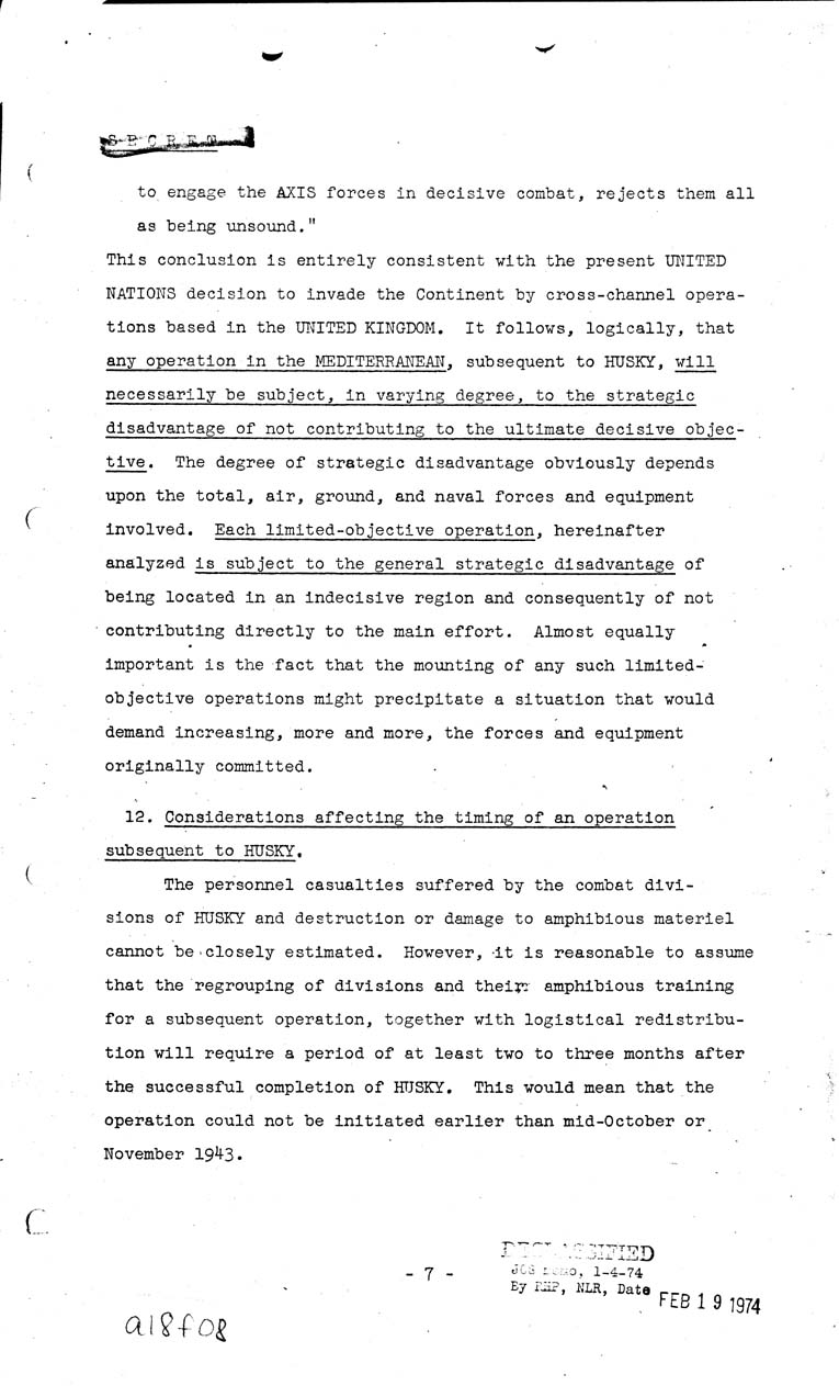 [a18f08.jpg] - Joint Chiefs of Staff, Lomited Operations in the Mediterrean in 1943-44 (J.C.S 293) May 7, 1943