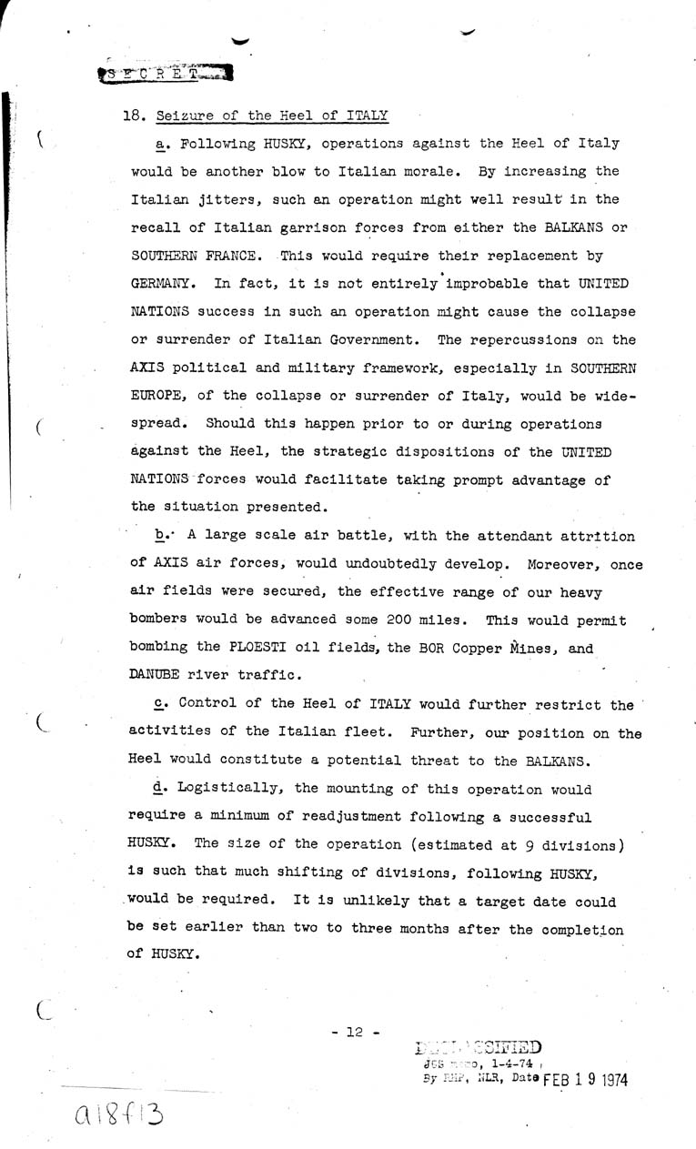 [a18f13.jpg] - Joint Chiefs of Staff, Lomited Operations in the Mediterrean in 1943-44 (J.C.S 293) May 7, 1943