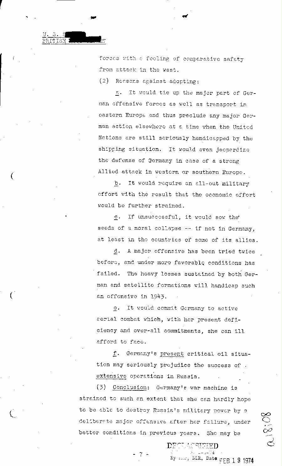 [a18i08.jpg] - Combined Intelligence Committee, German Strategy in 1943. April 8, 1943 (C.I.C 16/1)