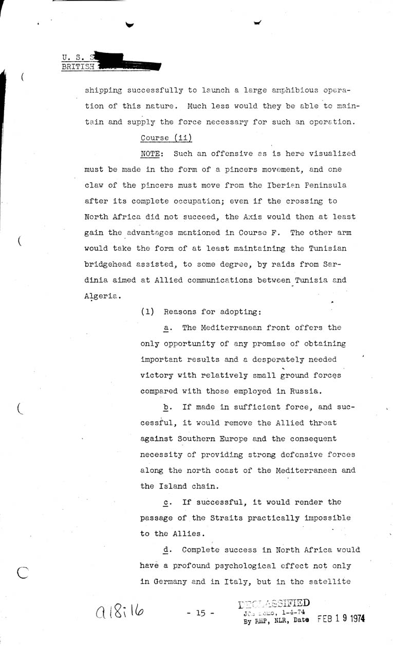 [a18i16.jpg] - Combined Intelligence Committee, German Strategy in 1943. April 8, 1943 (C.I.C 16/1)