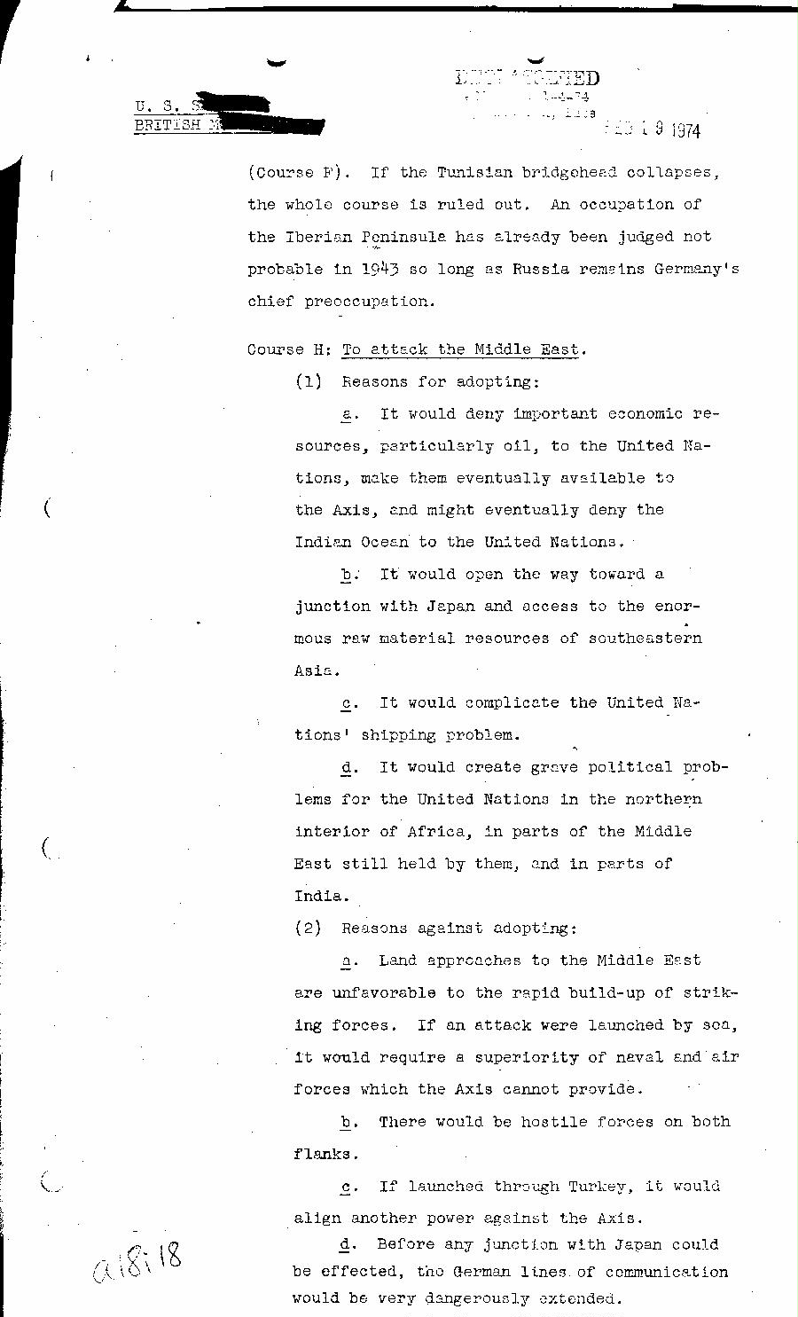 [a18i18.jpg] - Combined Intelligence Committee, German Strategy in 1943. April 8, 1943 (C.I.C 16/1)