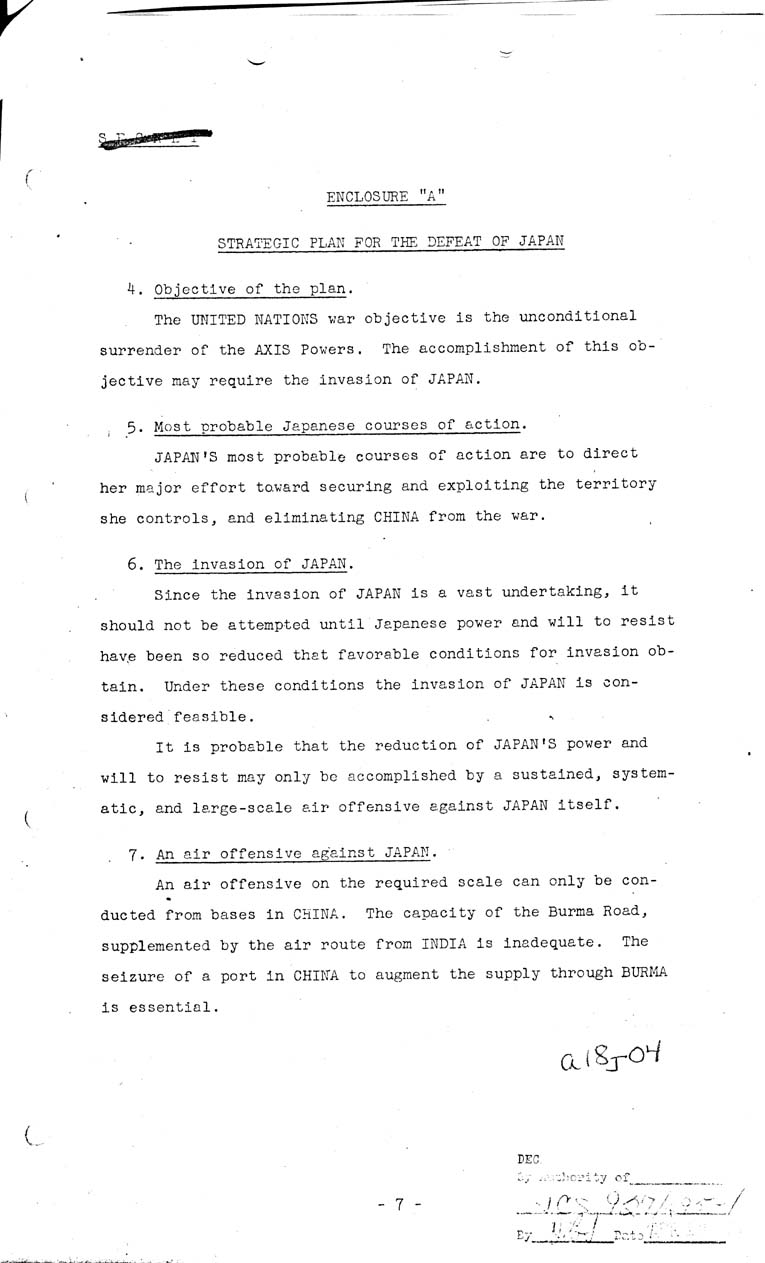 [a18j04.jpg] - Joint Chiefs of Staff, Strategic Plan for the Defeat of Japan May 8, 1043 (J.C.S. 287/1)