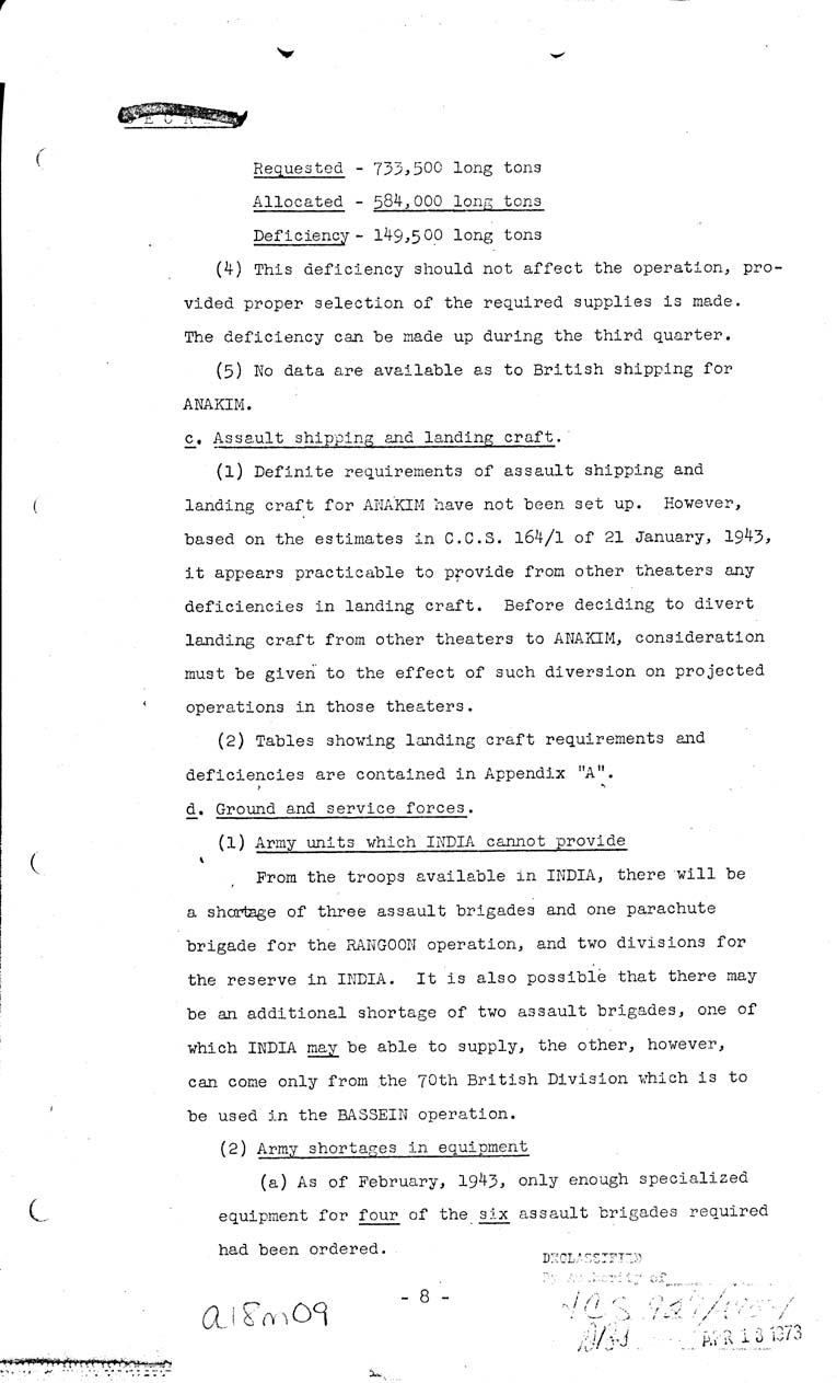 [a18m09.jpg] - Joint Chiefs of Staff, Operations in Burma 1943-1944, May 10, 1943 (J.C.S. 297)