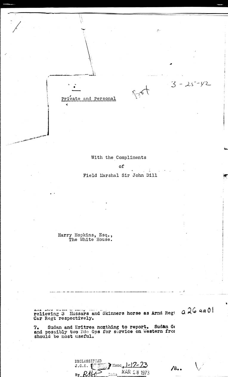 [a26aa01.jpg] - Mideast to War Office        3/26/42?