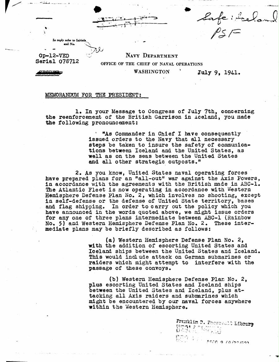 [a33a01.jpg] - Memo. for the President       7/9/41