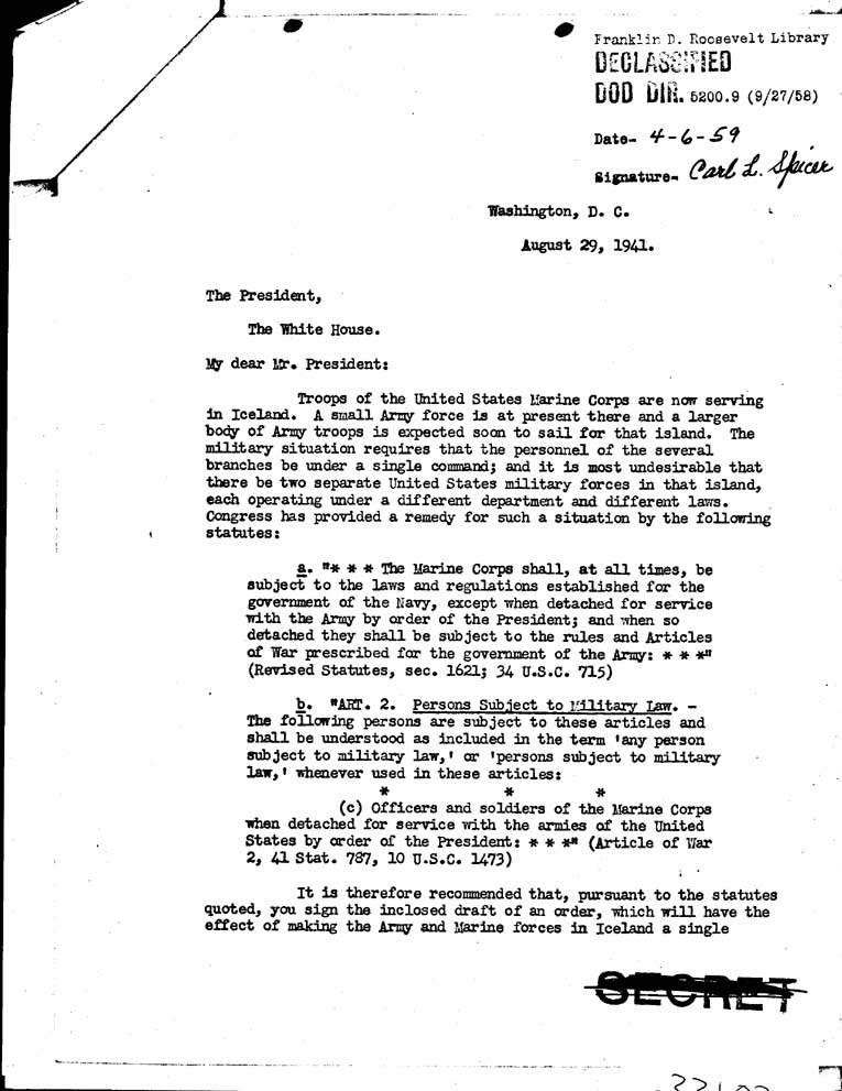 [a33b02.jpg] - From Admiral Harold R. Stark to FDR    8/29/41