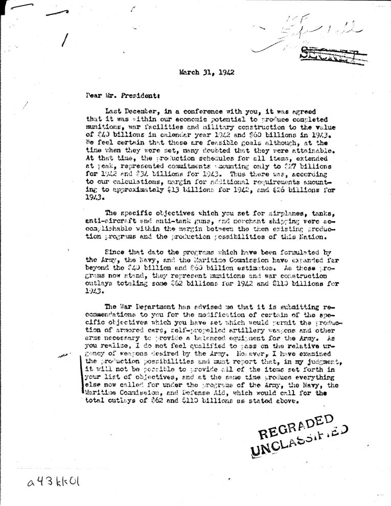 [a43kk01.jpg] - Donald M. Nelson-->President-March 31, 1942