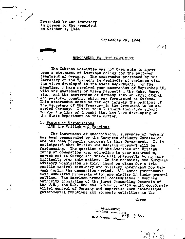 [a297g01.jpg] - Memorandum: Hull-->FDR 9/29/44