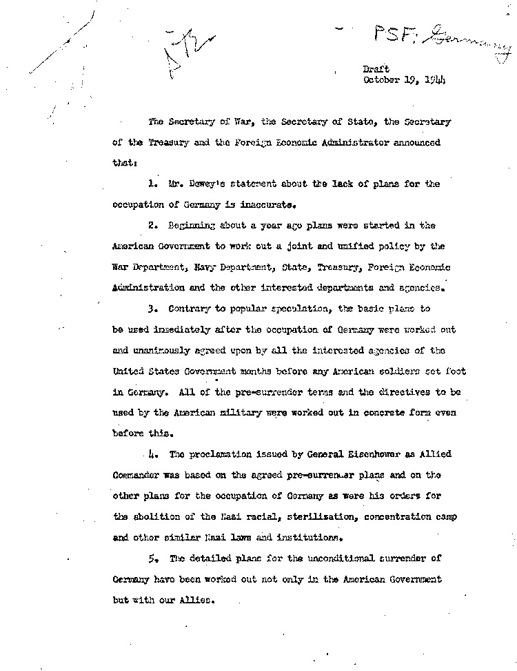 [a298a02.jpg] - Memorandum for Miss Grace Tully	10/19/44