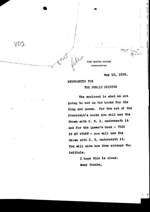 [a304v02.jpg] - Memo for the Public Printer 5/16/39