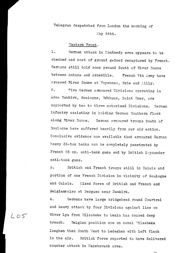 [a306l05.jpg] - Telegram despatched from London the morning of May 26th