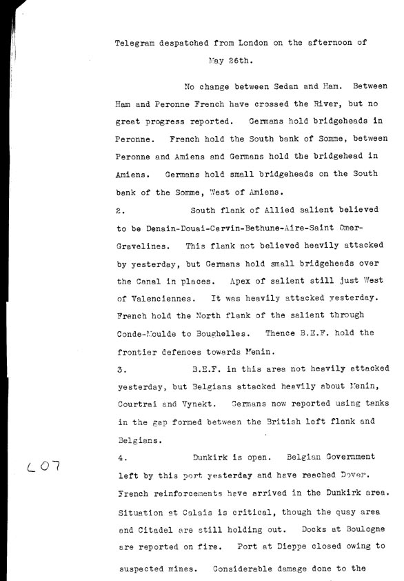 [a306l07.jpg] - Telegram despatched from London the afternoon of May 26th