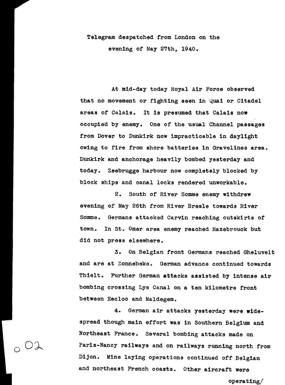 [a306o02.jpg] - Telegram despatched from London on the evening of May 27th 1940
