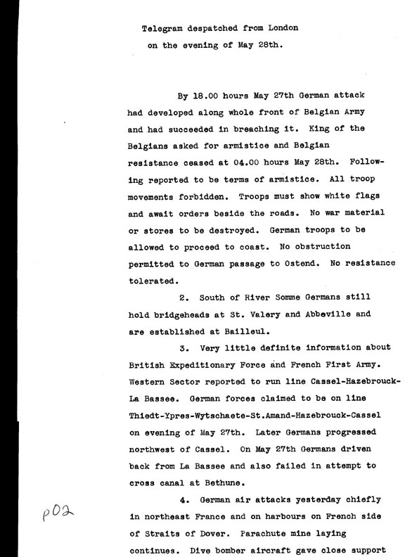 [a306p02.jpg] - Telegram despatched from London on the evening of May 28th 1940