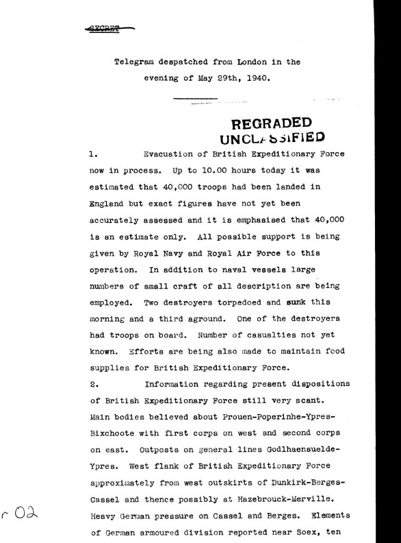 [a306r02.jpg] - Telegram despatched from London on the evening of May 29th 1940