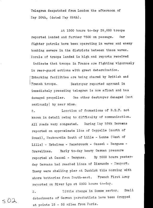 [a306s02.jpg] - Telegram despatched from London the afternoon of May 30th (dated May 29th)