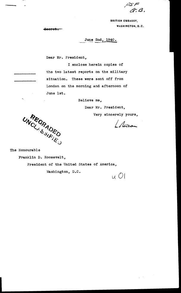[a306u01.jpg] - Letter from LOTHIAN to President June 2nd 1940