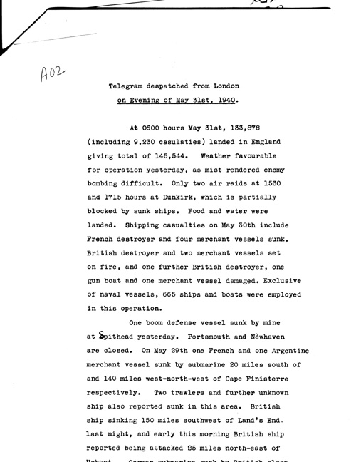 [a307a02.jpg] - Telegram on military situation 5/31/1940
