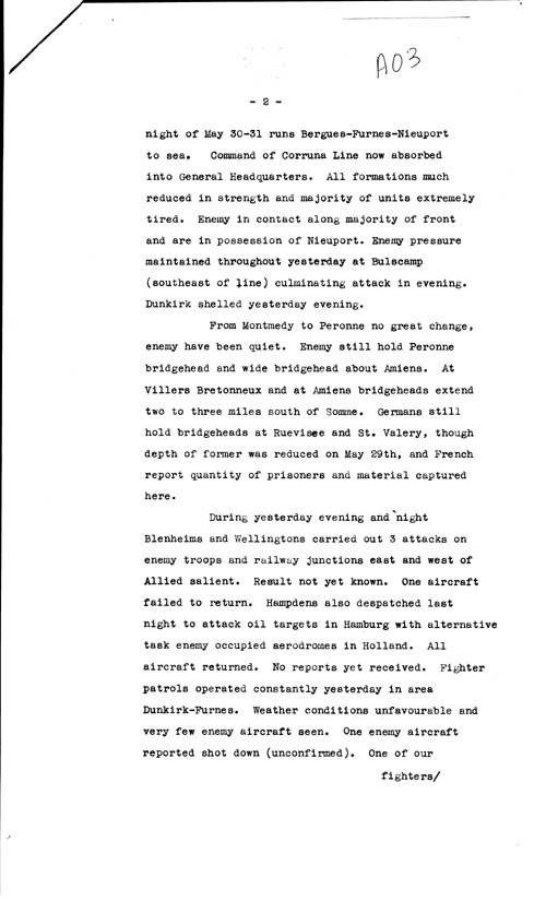 [a307a03.jpg] - Telegram on military situation 5/31/1940 - Page 2