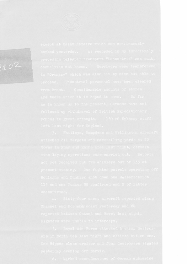 [a307aa02.jpg] - Telegram from British Embassy 6/18/1940 - Page 2