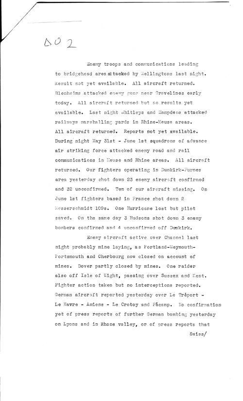 [a307d02.jpg] - Telegram on military situation 6/3/1940 page 2