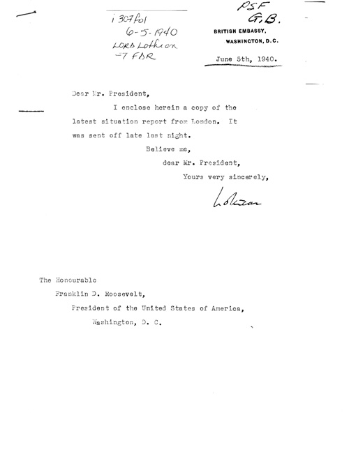 [a307f01.jpg] - Lord Lothian-->FDR 6/5/1940