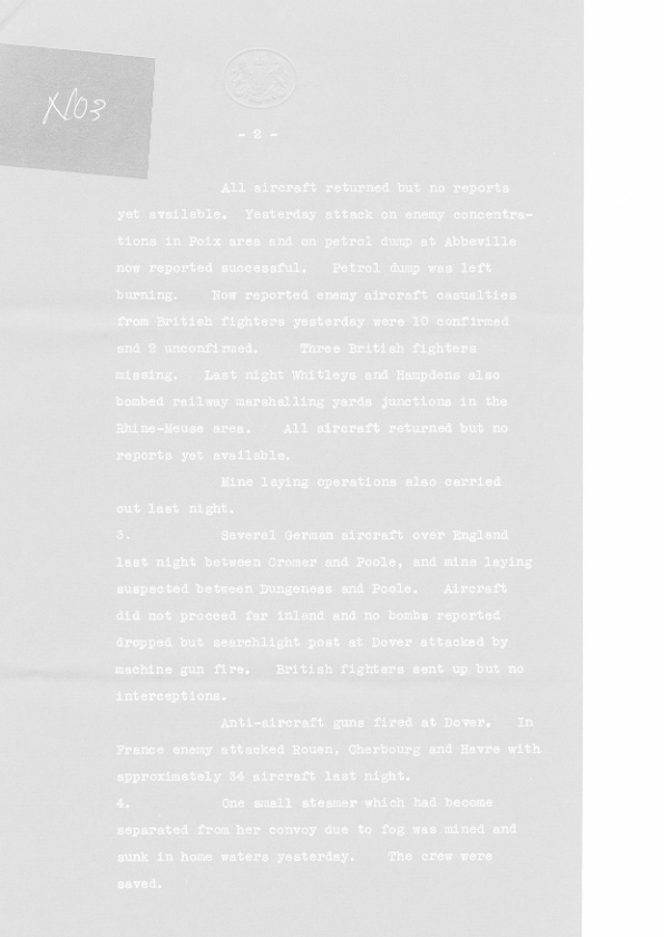 [a307n03.jpg] - Latest report on military situation 6/9/1940 - Page 2