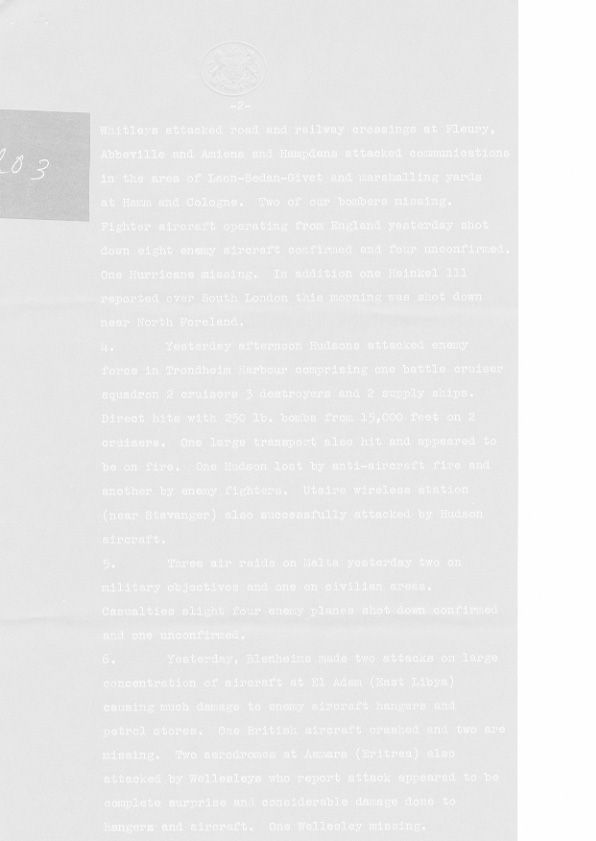 [a307r03.jpg] - Telegram on military situation 6/12/1940 - Page 2
