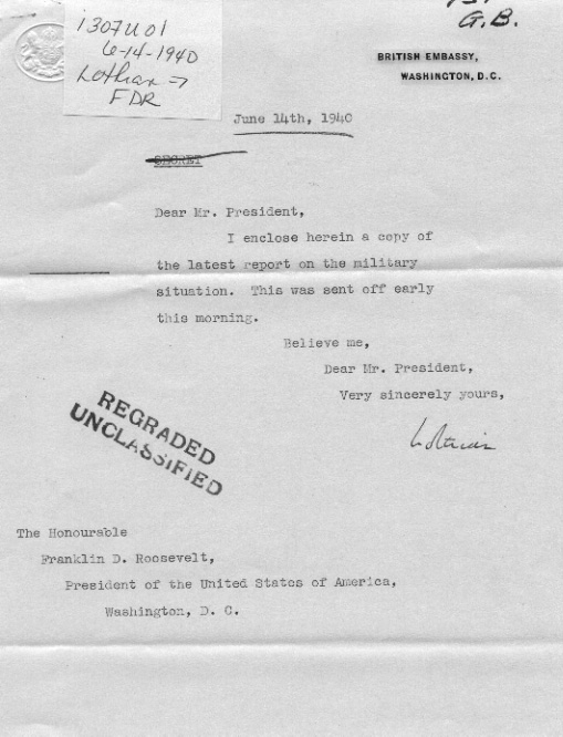 [a307u01.jpg] - Lord Lothian-->FDR 6/14/1940