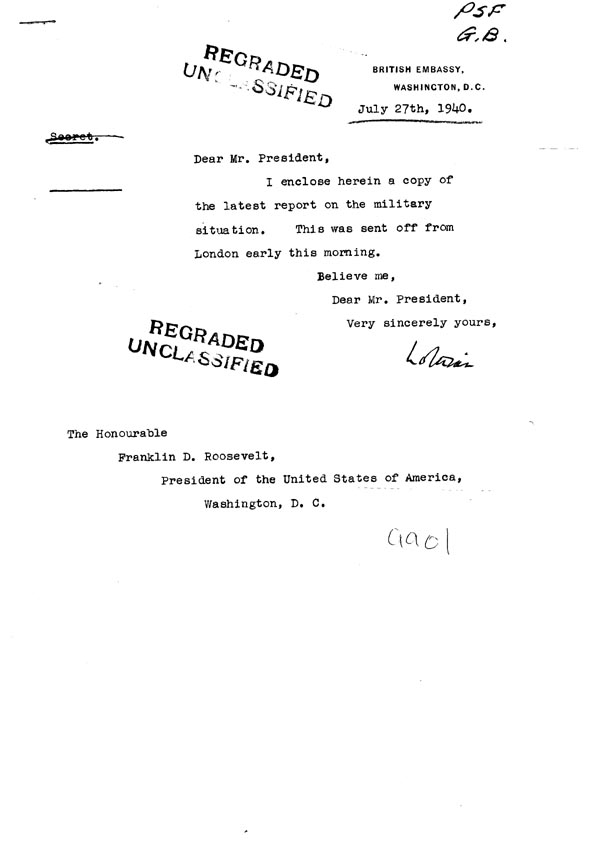 [a308aa01.jpg] - Cover Letter Lothian-->FDR  7/27/40