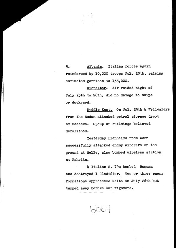 [a308bb04.jpg] - Cont-Telegram dispatched from London re. military situation  7/27/40