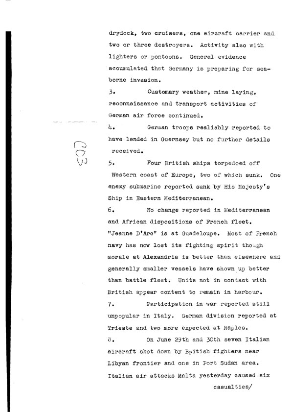 [a308c03.jpg] - Cont-Telegram dispatched from London re. military situation 7/1/40