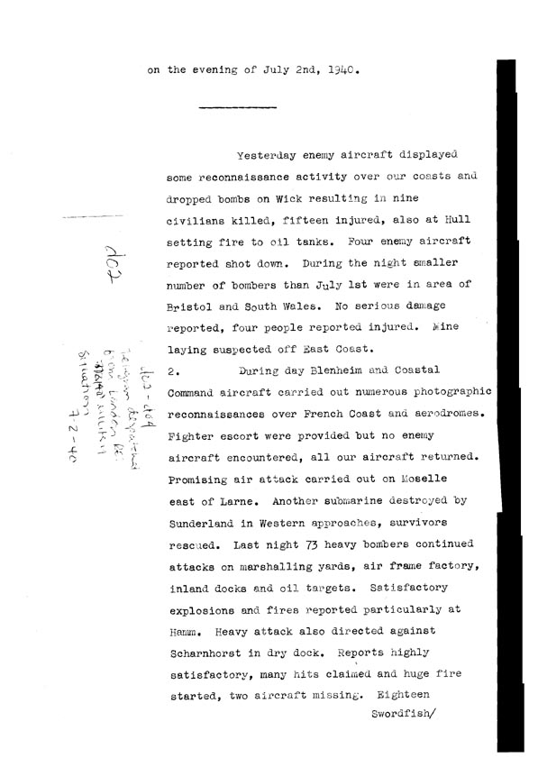 [a308d02.jpg] - Telegram dispatched from London re. military situation 7/2/40