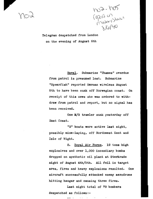 [a309h02.jpg] - Report on military situation 8/6/40