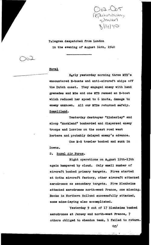 [a309o02.jpg] - Report on military situation 8/14/40