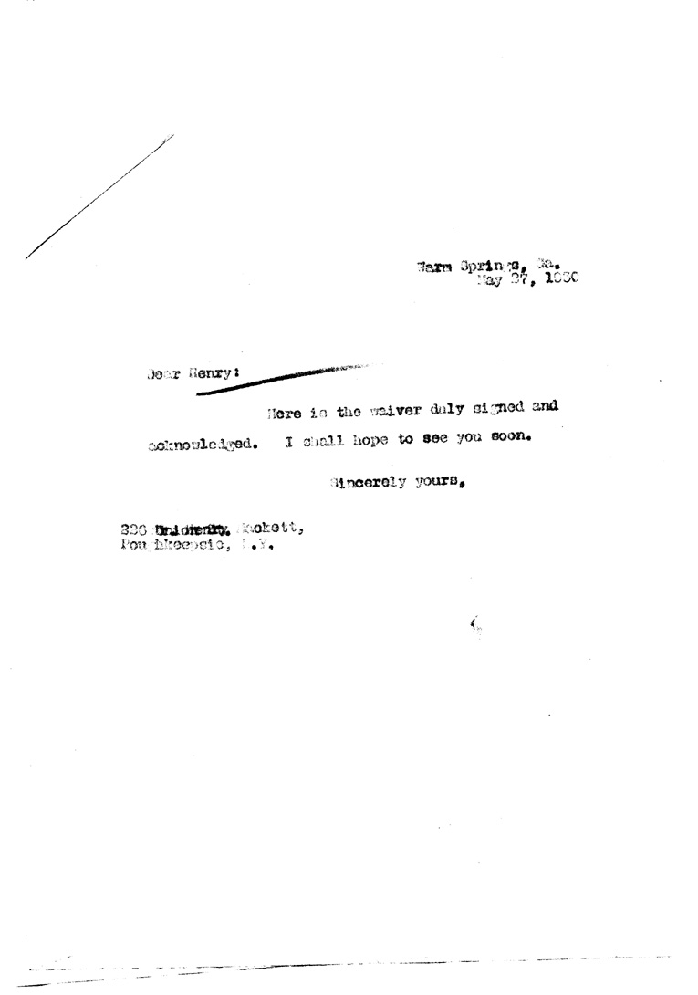 [a905an01.jpg] - Letter from FDR to Hackett May 27, 1930