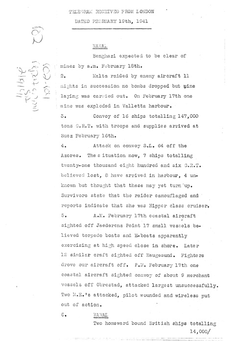 [a317r02.jpg] - Report on military situation 2/19/41