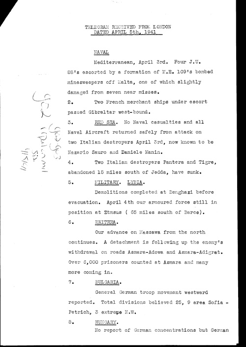 [a319g02.jpg] - Report on military situation 4/5/41