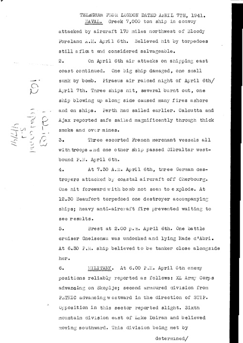 [a319i02.jpg] - Report on military situation 4/7/41