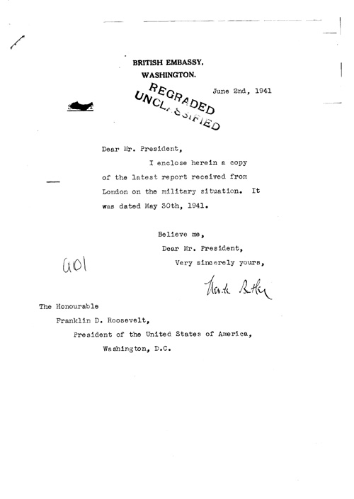 [a321a01.jpg] - Cover letter; Butler-->FDR 6/2/41