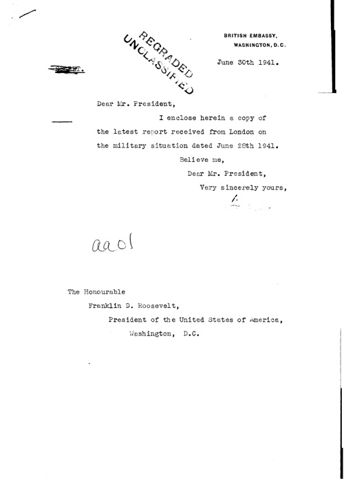 [a321aa01.jpg] - Cover letter; Halifax-->FDR 6/30/41