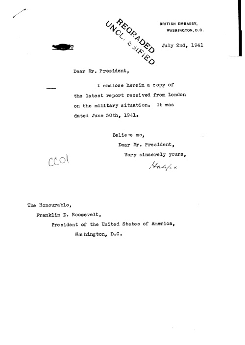 [a321cc01.jpg] - Cover letter; Halifax-->FDR 7/2/41