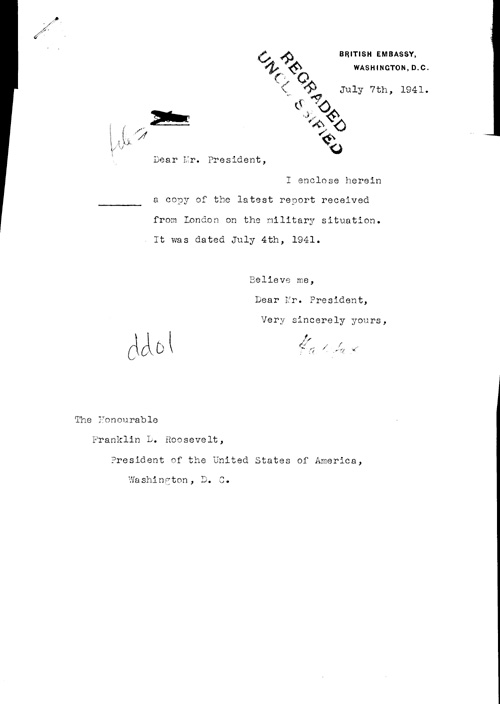 [a321dd01.jpg] - Cover letter; Halifax-->FDR 7/7/41