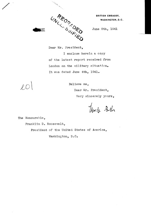 [a321e01.jpg] - Cover letter; Butler-->FDR 6/8/41