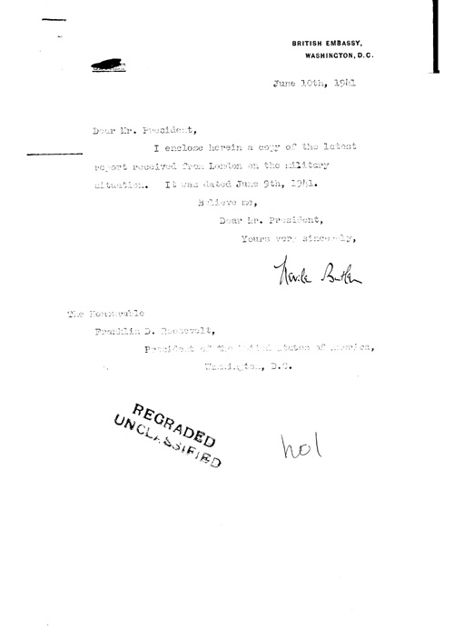 [a321h01.jpg] - Cover letter; Butler-->FDR 6/10/41