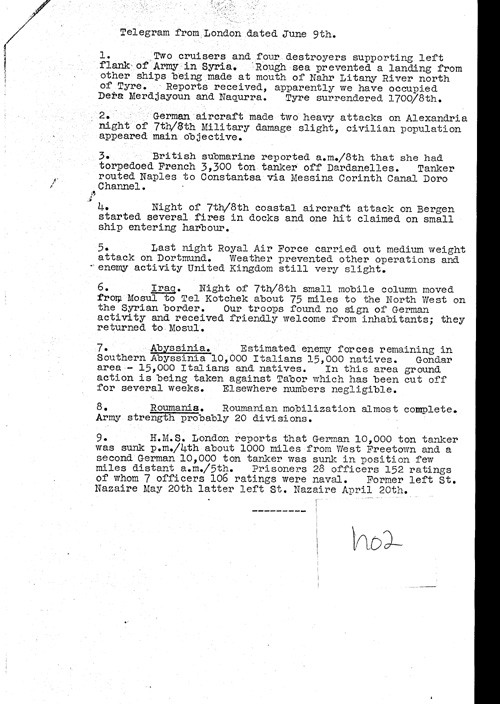 [a321h02.jpg] - Telegram from London on military situation 6/9/41