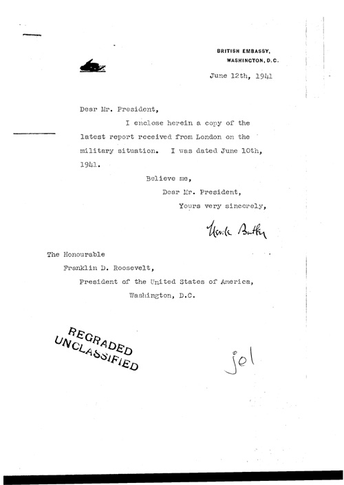 [a321j01.jpg] - Cover letter; Butler-->FDR 6/12/41
