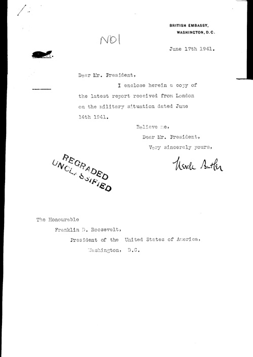 [a321n01.jpg] - Cover letter; Butler-->FDR 6/17/41